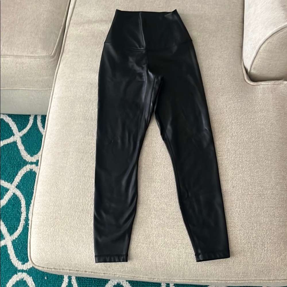 90 Degrees Sleek Black High-Waisted Faux Leather Leggings